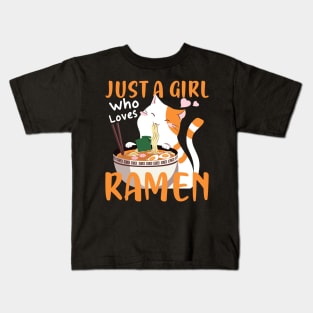 Love Kawaii Ramen Noodle Soup Cat Japan Gift Kids T-Shirt